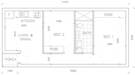 The 'bath' side has a tub in one corner and a shower in the other. Granny Flat Floorplan Gallery - 1,2, & 3 Bedroom Floorplans