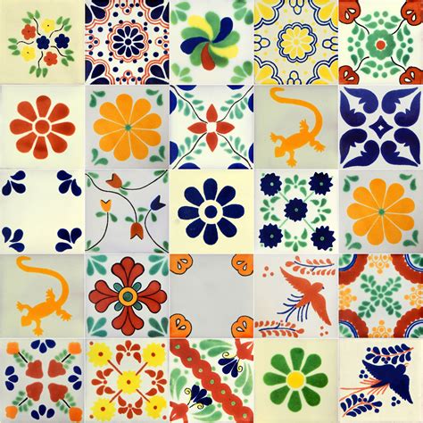 25 4x4 Pieces Mexican Talavera Tiles Handmade White Mixed Etsy