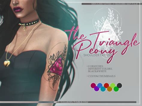 The Sims Resource The Triangle Peony Tattoo By Sugar Owl • Sims 4