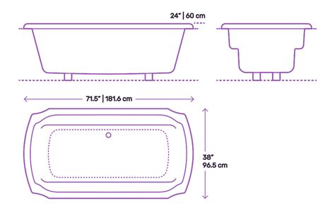 In narrow bathrooms, a typical configuration is to situate the tub alcove so that the two long walls of the room form the ends of the alcove and the back wall forms the enclosure's side. TOTO Guinevere Soaking Tub Dimensions & Drawings ...