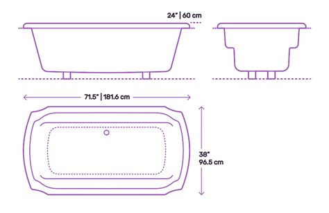 These dimensions are used for fiberglass and cast iron types. Bathtubs | Baths Dimensions & Drawings | Dimensions.com