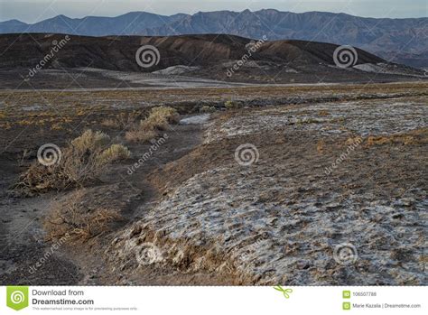 Early Morning Landscape View Borax Salt Flats Mojave Desert Death