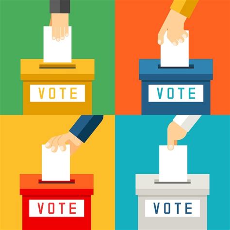 Mano Poniendo Papel De Votaci N En Urnas Encuesta De Refer Ndum Y Votante De Elecci N Vector