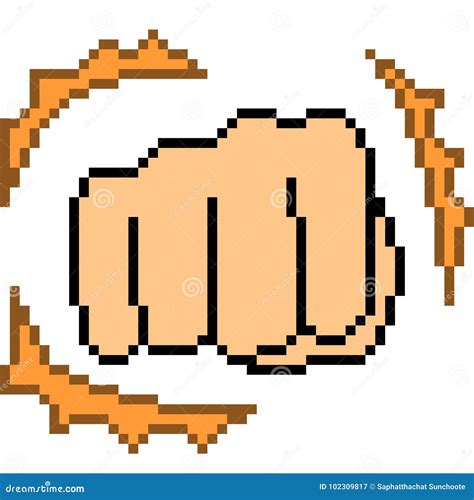 Vector Pixel Art Hand Sign Punch Stock Vector Illustration Of Gesture