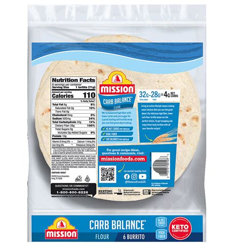 Mission Carb Balance Burrito 10 Flour Tortilla 2 Pack 6 Ct 15 Oz