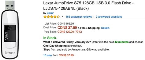 Amazon Canada Deals Of The Day Save 77 On Lexar Jumpdrive S75 128gb