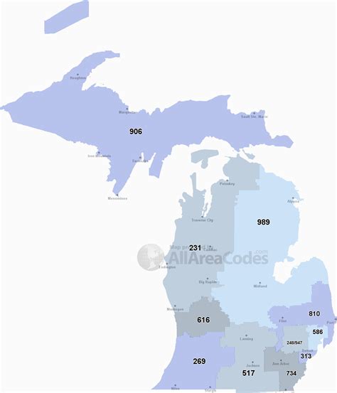 313 Area Code Map Michigan