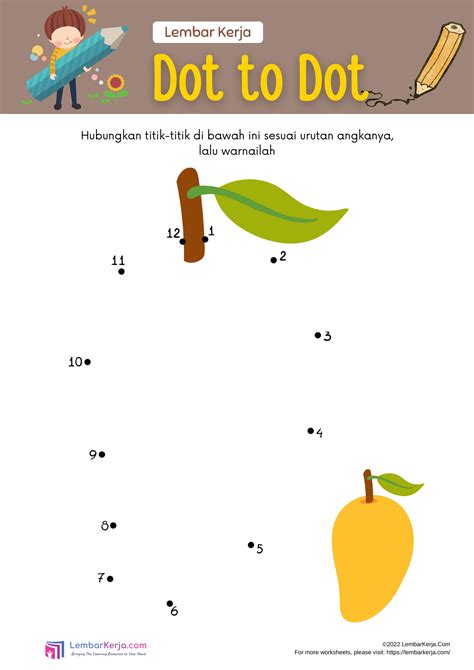 Dot to Dot: Mangga - LembarKerja.Com
