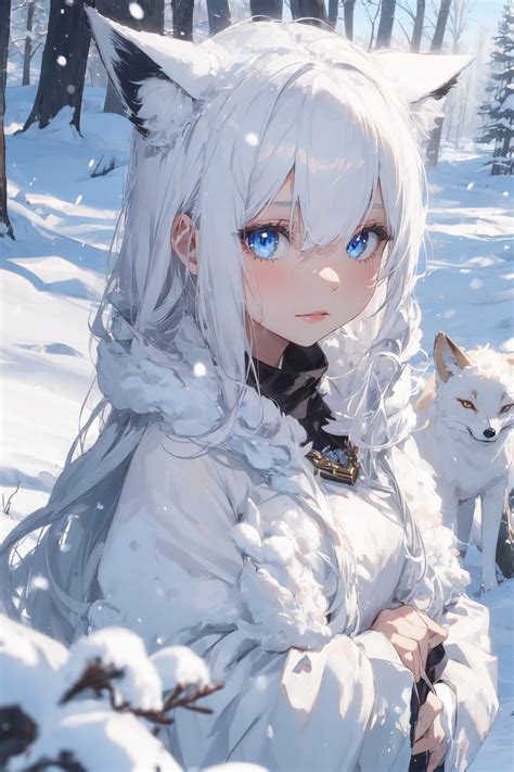 Ai Art Weeny The Snow Goddess With Yuki Spirit Fox Goddesses By