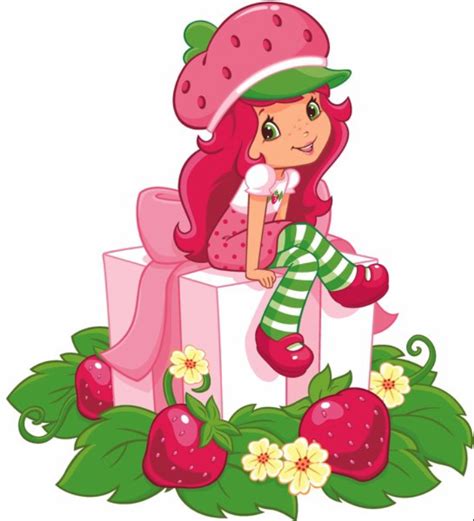 Strawberry Shortcake Sitting On A Birthday Present Around The