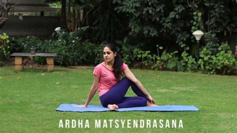 Firstly, sit in padmasana pose on the floor. Ardha Matsyendrasana usually appears as a seated spinal ...