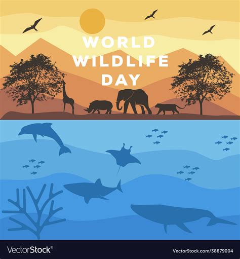 World Wildlife Day Poster With Animal Silhouette Vector Image