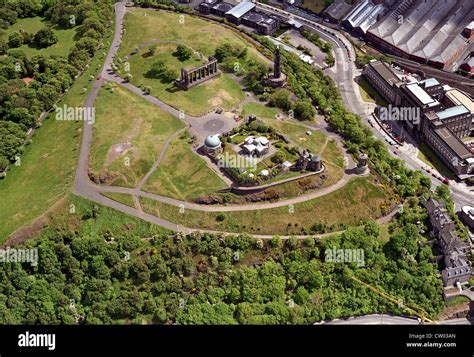 Aerial View Of Calton Hill Edinburgh Stock Photo Alamy