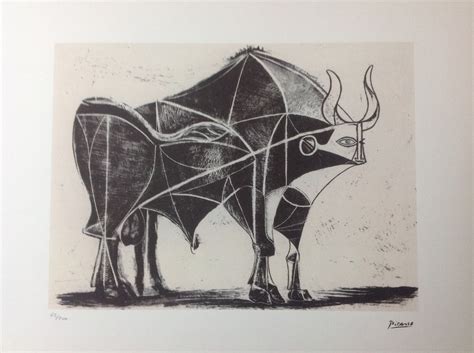 Pablo Picasso Bull Lithograph Cm 70x50 With Relief Stamp Etsy