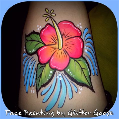 Hibiscus Body Painting By Glitter Goose Face Paint Painter Hawaii
