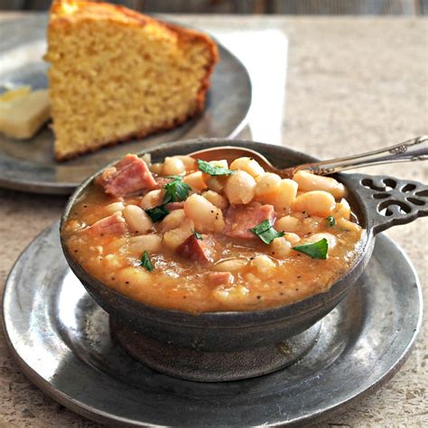 The food values are easy to look up. Classic Ham & Bean Soup - Simply Sated