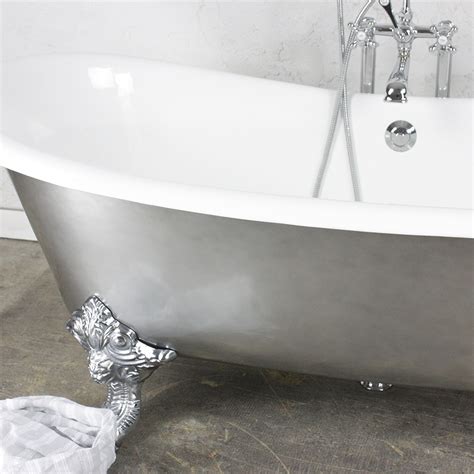 the bolton cast iron french bateau clawfoot tub with aged chrome exterior and drain
