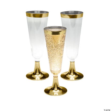 clear plastic champagne flutes with gold trim 25 ct oriental trading