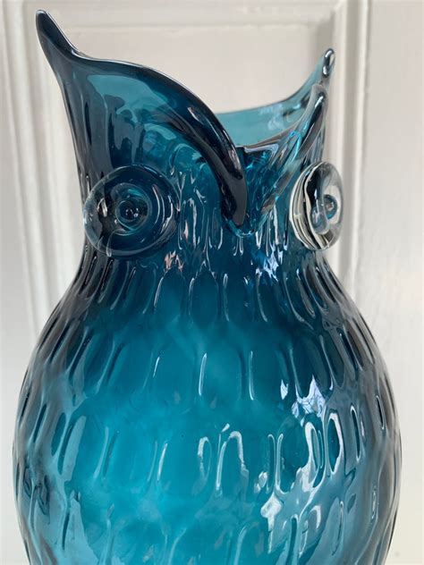 Mid Century Modern Large Murano Glass Owl Vase Ann Primrose Etsy