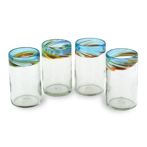 Unicef Market Handblown Recycled Glass Tumblers 16 Oz Set Of 4