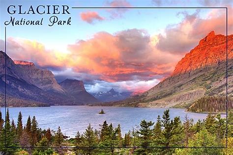 Glacier National Park Montana St Mary Lake And Sunset