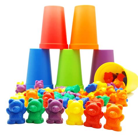 Rainbow Counting Bears with Matching Sorting Cups, Sorting Bears Activities, Counting Teddy ...