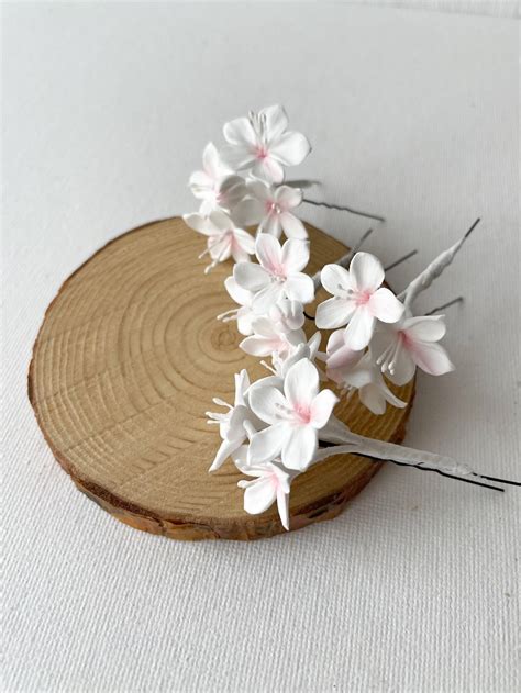 Cherry Blossom Hair Pins With Real Touch Flowers Bridal Hair Etsy