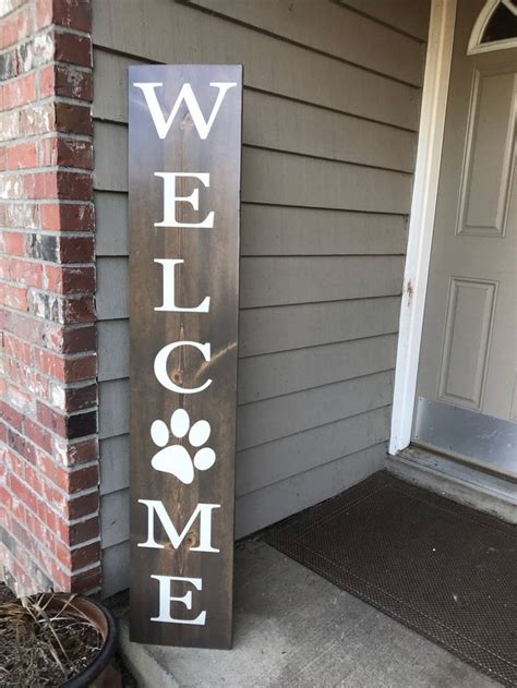 Welcome With Paw Printporch Boardporch Decoranimal Etsy In 2020