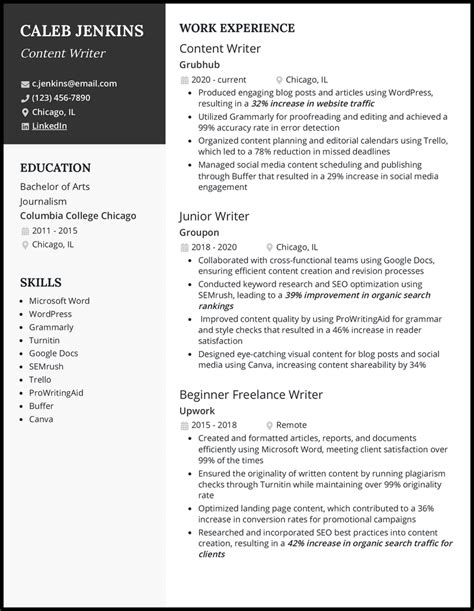 3 Content Writer Resume Examples Crafted For 2024