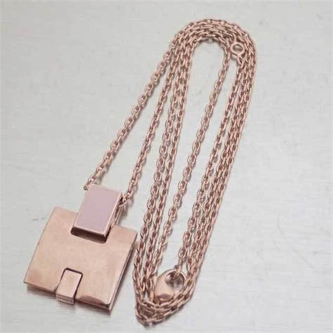 Hermes Hermes Necklace Earrings Set Irene Metal Enamel Pink Gold X