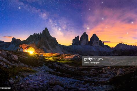 Starry Night And Milky Way Astrophotography With Tre Cime Di Lavaredo