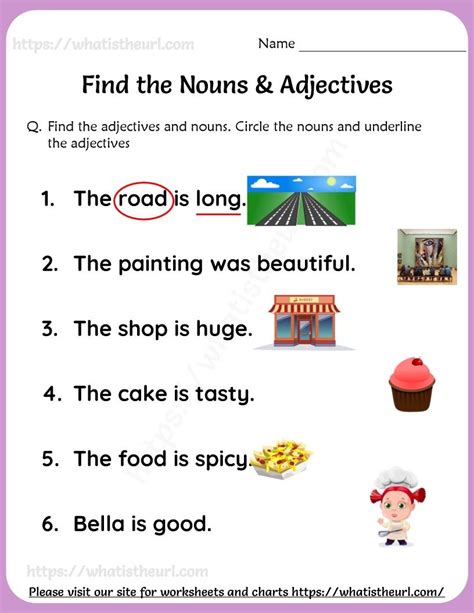 Identifying Nouns Verbs And Adjectives In Sentences Worksheets With Answers