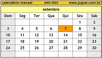 Calendário Mensal: Setembro de 2023. Imprimir Mês de Setembro/2023.