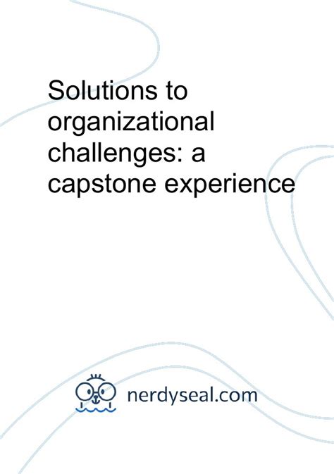Solutions To Organizational Challenges A Capstone Experience 1600