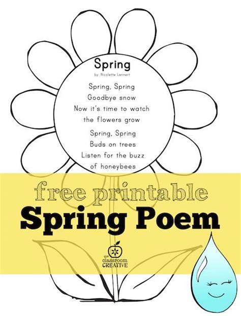 Free Printable Spring Poem For Preschool Kindergarten And First Grade