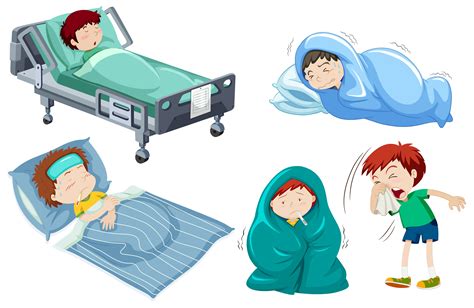 Kids Being Sick In Bed 303191 Vector Art At Vecteezy