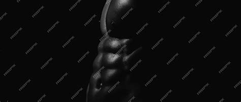 Premium Photo Sexual Iron Shirtless Male Torso Banner Templates With Muscular Man Muscular