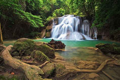 Small Mountain Waterfall Somewhere In The Jungle Phone Wallpapers