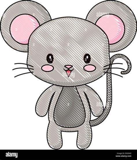 Cute Mouse Animal Baby Drawing Cartoon Vector Illustration Stock Vector
