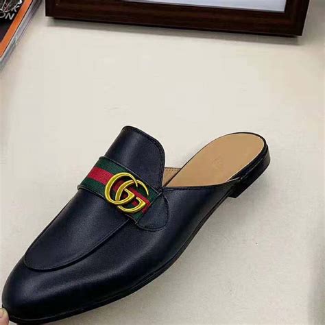 Gucci Women Leather Loafer With Gg Web Black Lulux