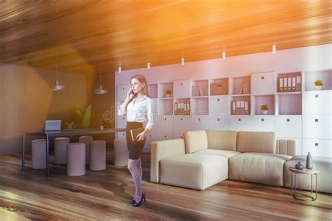 Woman In Living Room With Sofa Stock Photo Image Of Interior