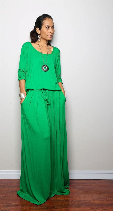 Plus Size Kelsey Green Maxi Dress Long Sleeve Dress By Nuichan Con