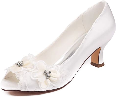Emily Bridal Wedding Shoes Bridal Ivory Peep Lace Up High Heel Satin