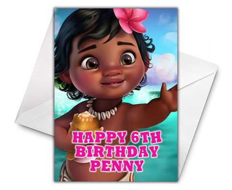 Baby Moana Personalised Birthday Card Baby Moana Birthday Etsy