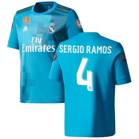 Youth Adidas Sergio Ramos Teal Real Madrid 201718 Third Replica Jersey