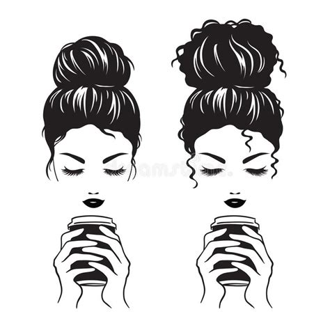 Ruffle and style the bun with your fingers, adding. Messy Bun Stock Illustrations - 57 Messy Bun Stock ...
