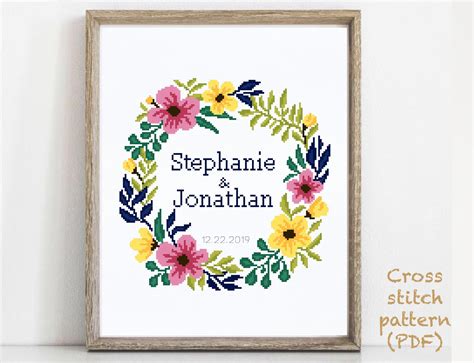 With over 200 designs, you'll find something here that is perfect for your next cross stitch project. Wedding modern cross stitch pattern, personalized counted ...
