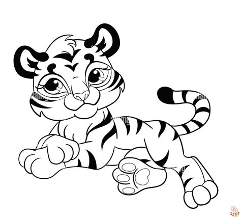 Halaman Mewarnai Harimau Kartun Indah Yang Menyenangkan Dan Gratis