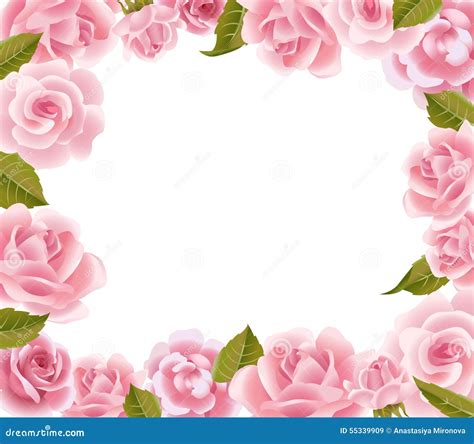 Pink Roses Border Frame Pink Flowers Banner In Pink Background