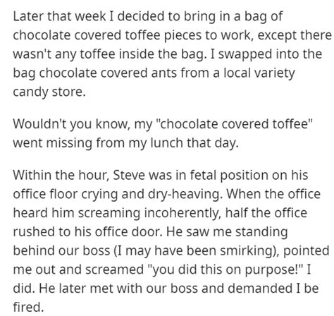Employee Gets Sweet Revenge On Office Food Thief Using Ants
